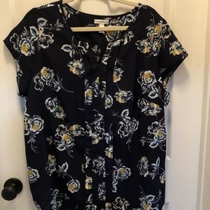 Croft & Barrow blue flowers blouse 1X